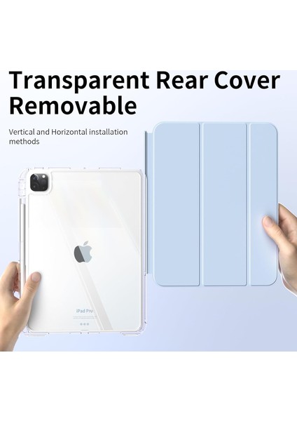 Ipad Pro 12.9" 2021.2022 5. 6 Nesil Uyumlu Kılıf Pen Charge Şeffaf Kalem Bölmeli Case