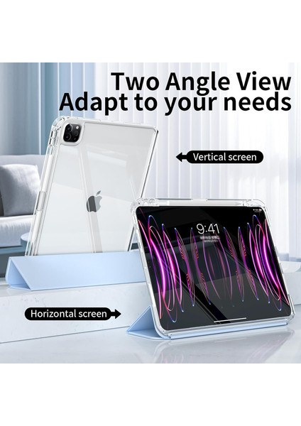 Ipad Pro 12.9" 2021.2022 5. 6 Nesil Uyumlu Kılıf Pen Charge Şeffaf Kalem Bölmeli Case