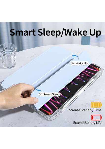 Ipad Pro 12.9" 2021.2022 5. 6 Nesil Uyumlu Kılıf Pen Charge Şeffaf Kalem Bölmeli Case