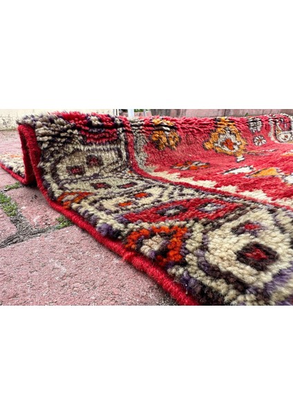 77X127 cm Eski El Dokuma Iran Halısı Küçük Boy Kırmızı Renk Yün Kilim