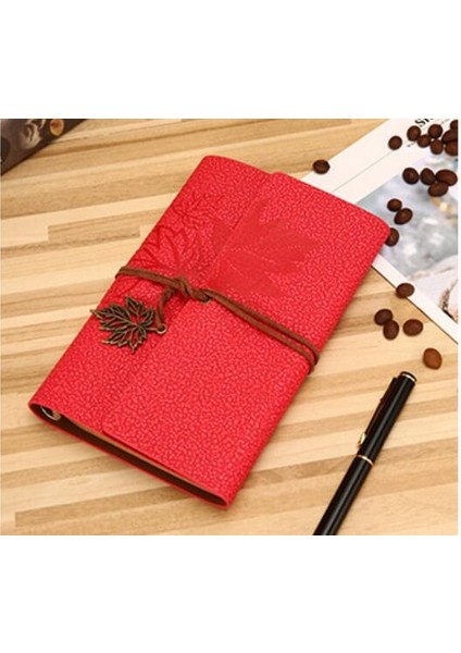 Kırmızı Stil A6 185X125MM Seyahat Severler Için Vintage Defter Pu Deri Boş Kraft Günlük Not Defteri Takım Ofis Malzemeleri (Yurt Dışından)