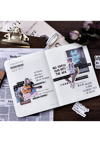 NO.391 Stili 1 Paket Kawaii Ingilizce Gazete Defter Not Defteri Sticker Yaratıcı Parlak Değiştirilebilir Sticker Kırtasiye Hediye Seyahat Günlüğü (Yurt Dışından) indirimleri