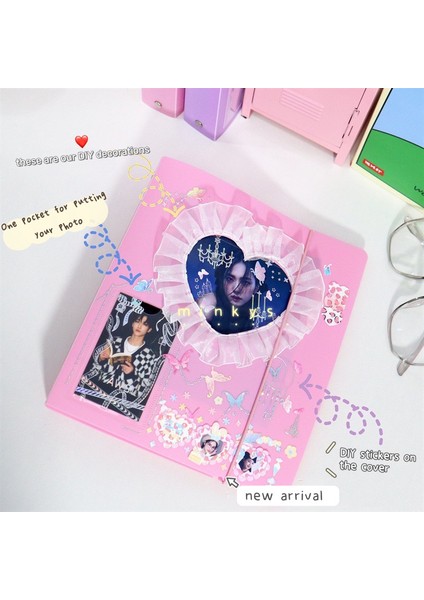 Bordo Tarzı 25,5 cm x 19,7 cm Mınkys Yeni Sevimli Kalp Binder Fotoğraf Kartları Stickerlar Toplama Kitabı 4 Halkalı Küçük Kartlar Saklama Kitabı Iki Taraf Cep Torba (Yurt Dışından) modelleri
