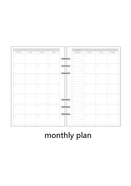 Aylık Plan Stili A6 Basit Tarzı Yarı Mat Ciltli Kayışlı A5 Planlayıcı Ofis Malzemeleri Içi Çıkarılabilir Çekirdekli A6 A7 Defter Günlük A6 A7 Defter Bürosu Malzemeleri (Yurt Dışından)