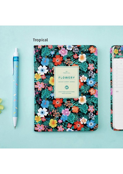 Tropikal Tarz A6 Yeni Gelen Sevimli Pu Deri Çiçekli Zarf Takvim Defter Haftalık Planlayıcı Defter Okul Ofis Malzemeleri Kawaii Kırtasiye (Yurt Dışından)
