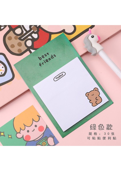 Yeşil Stil 30 Yaprak Sevimli Karikatür Ayı Yapışkan Notlar Memo Pad Günlük Kırtasiye Parçacıklar Scrapbook Dekoratif Kawaii N Defa Yapışkanlı (Yurt Dışından)