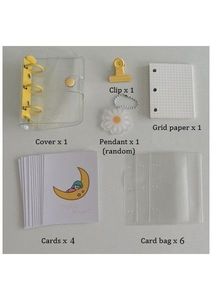 1 Sarı Stil Ayarla 3 Delikli Mini Pvc Gezgin Defteri Yeni Şeffaf Cep Küçük Dergi Seyahatçi Defter Sevimli Karikatür Dıy Planlayıcı Seti (Yurt Dışından)