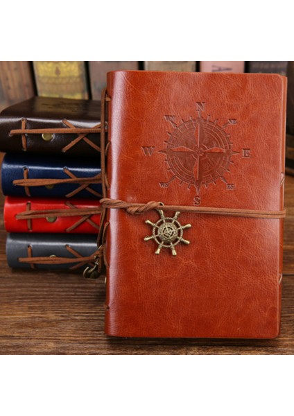 Mavi Stil Küçük 105X145MM Retro Spiral Defter Günlük Not Defteri Vintage Korsan Çapa Pu Deri Not Defteri Değiştirilebilir Kırtasiye Hediye Seyahatçi Günlük (Yurt Dışından)
