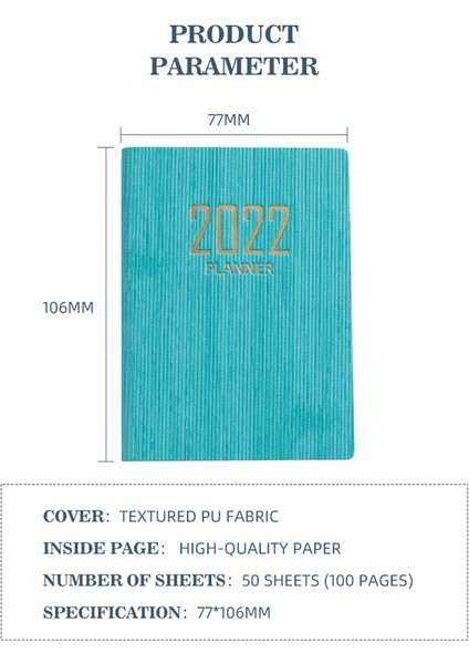 Koyu Yeşil Stil 2022 A7 Mini Defter 365 Gün Taşınabilir Cep Not Defteri Günlük Haftalık Ajanda Planlayıcı Defterler Kırtasiye Ofis Okul Malzemeleri (Yurt Dışından)