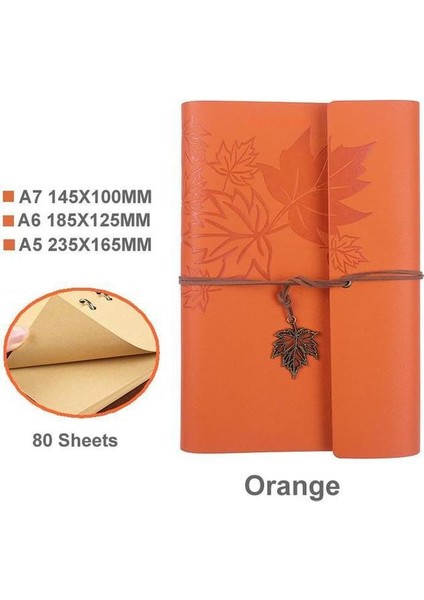 Turuncu Tarzı A6 185X125MM Seyahat Edilebilir Antika Defter Pu Deri Boş Kraft Günlük Not Defteri Günlük Defter Çizim Defteri Kırtasiye Okul Ofis Malzemeleri A7A6A5 (Yurt Dışından)
