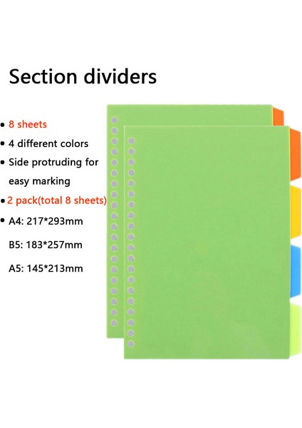 Bölüm Bölücüler-2pc Stili B5 A4A5B5 Değiştirilebilir Dolgu Takvim Bujo 6 Stil Defter Aksesuarları Okul Ofis Malzemeleri (Yurt Dışından)