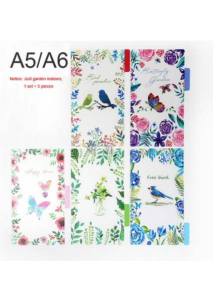 Bahçe Endeksi Stili A7 Renkli Defter Indeks Sayfası Mat Kapak Spiral Günlük Planlayıcı Kağıt Not Defteri Kategori Sayfaları Kırtasiye (Yurt Dışından)