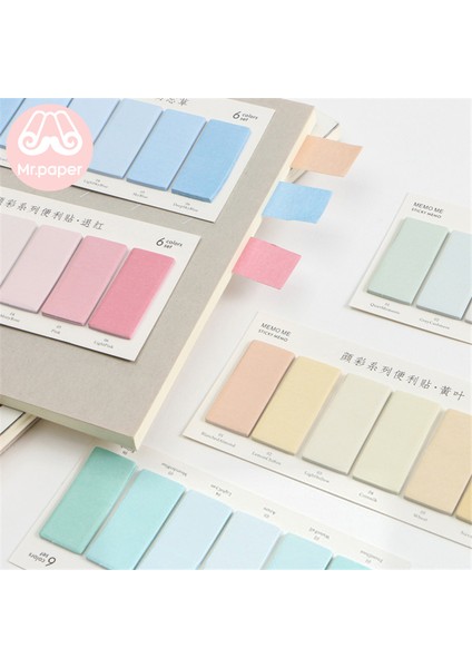 Bir Stil Bay Kağıt 6 Renkli Kademe Değişimli Dikdörtgen Not Defteri Yapışkan Notlar Günlük Yaratıcı Kendinden Yapışkan Not Defteri Memo Pads (Yurt Dışından) fiyatları