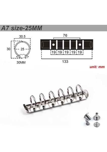 Gümüş A7 25MM Stili A7 Boyutlu Metal Spiral Halkalı Defter Klipsi 2 Çift Vida Ile Günlük Ajanda Dosya Klasör Klipleri (Yurt Dışından)