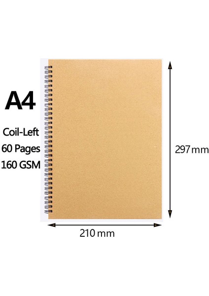 A4-Sol Stil Profesyonel Defter Kalın Kağıtlı 120 Gsm Spiral Defter Günlük Sanat Okulu Malzemeleri Kalem Çizim Defteri Kırtasiye (Yurt Dışından)