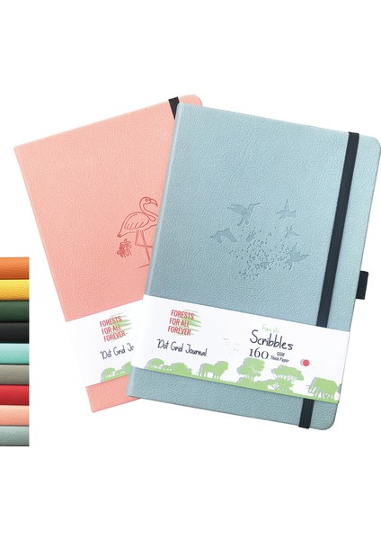 Haki Stili Noktalı 160 Sayfa Buke Bullet Noktalı Defter Nokta Izgara Çizim DEFTERI-160GSM Kağıt, Dahili Cep, Numaralandırılmış Sayfa P1-P160 (Yurt Dışından)