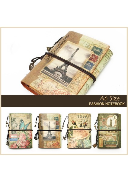 E-A6 Stili A5 Vintage Kırtasiye Pu Deri Defter Yaratıcı Kraft Kağıt Planlayıcı Defter Ajandası Günlük Defterler (Yurt Dışından)