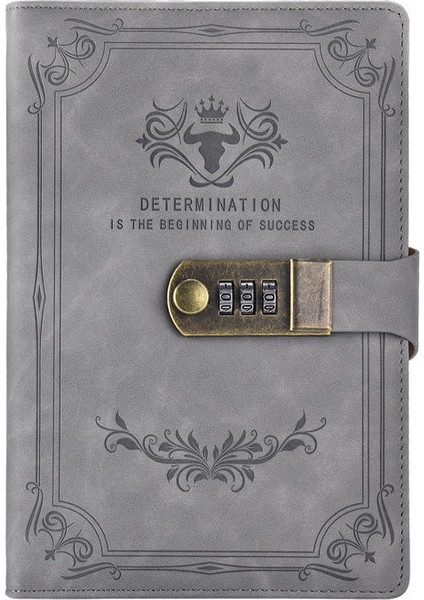 F Stili Kilitli Retro Şifre Defteri Defter 200 Sayfa A5 Kalın Ciltli Günlük Not Defteri - Stationery Not Defteri Binder (Yurt Dışından)