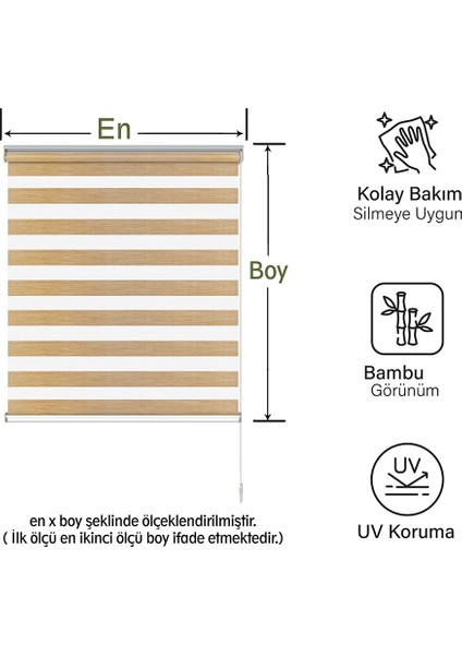 Soft Bamboo Krem Bej Kırçıllı Zebra Perde ( Etek Düz )