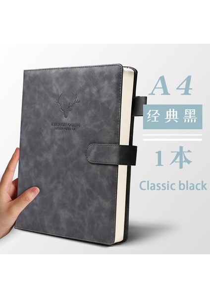 Klasik Siyah A4 Stili A4 Defter Ultra Kalın Kalınlaştırılmış Not Defteri Iş Yumuşak Deri Toplantı Kayıt Defteri Ofis Günlüğü Sketchbook Öğrenciler Sevimli (Yurt Dışından)