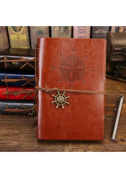 Mavi Stil Büyük 165X235MM Retro Spiral Defter Günlük Not Defteri Vintage Korsan Çapalar Pu Deri Not Defteri Değiştirilebilir Kırtasiye Hediye Seyahatçi Günlüğü (Yurt Dışından) modelleri