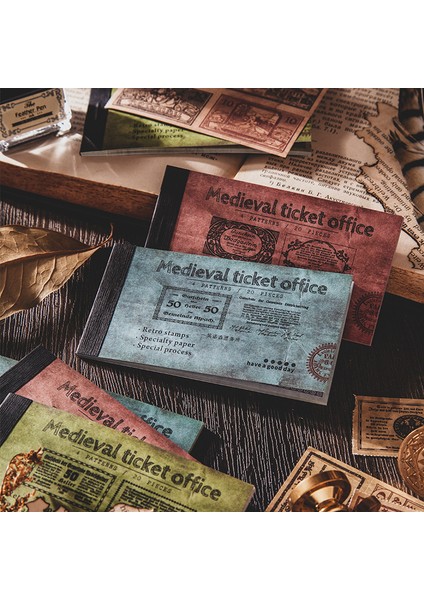H Tarzı Retro Ortaçağ Bilet Gişesi Malzeme Kitap Vintage Damga Faturalar Mesaj Not Dekoratif Kağıt Not Defteri Kırtasiye Ofis Malzemeleri (Yurt Dışından) fiyatları