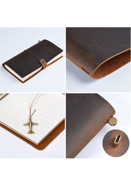 Kahve Stili Pasaport 13,5X10.5CM Moterm Sıcak Satış 100% Hakiki Deri Defter El Yapımı Vintage Sığır Derisi Günlük Dergi Sketchbook Planlayıcı Tn Seyahat Defteri Kapağı (Yurt Dışından) fırsatları