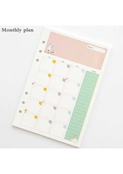 Aylık Plan Stili A5 Filofax Günlük Planlayıcı Iç Sayfaları Yedek Ofis Aksesuarı A5 A6 Spiral Defter Dolgu Kağıdı (Yurt Dışından)
