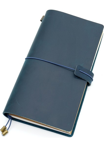 Mavi Stil M Taşınabilir 17X10 %100 Hakiki Deri Seyyah Defteri Seyahat Günlüğü Vintage El Yapımı Inek Derisi Hediye Planlayıcı Ücretsiz Yazı Embosse (Yurt Dışından)