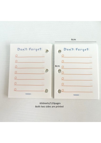 Stili Unutma 6X8CM Mini Renkli Dolma Kağıtlar 3 Delikli Gezgin Defter Içi Kağıtlar Izgara Boş 60 Sayfa (Yurt Dışından)