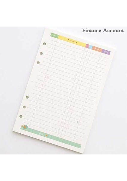 Finans Hesabı Stili A6 Filofax Günlük Planlayıcı Iç Sayfaları Yedek Ofis Aksesuarı A5 A6 Spiral Defter Dolgu Kağıdı (Yurt Dışından)