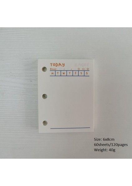 Bugün Stil 6X8CM Mini Renkli Dolma Kağıtlar 3 Delikli Gezgin Defter Içi Kağıtlar Izgara Boş 60 Sayfa (Yurt Dışından)