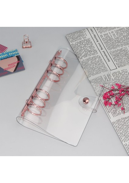 Gül Altın-30 mm Yüzük Stili A6 Köpekbalığı A5 A6 Binder Kapak Pp Yumuşak Organizer Günlük Halka Bullet Şeffaf Kılıf Gezi Defteri Ajanda Kırtasiye Malzemeleri (Yurt Dışından)