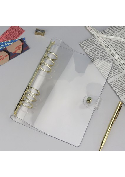 Altın-30 mm Yüzük Stili A5 Köpekbalığı A5 A6 Binder Kapak Pp Yumuşak Organizer Günlük Halka Bullet Şeffaf Kılıf Gezi Defteri Ajanda Kırtasiye Malzemeleri (Yurt Dışından)