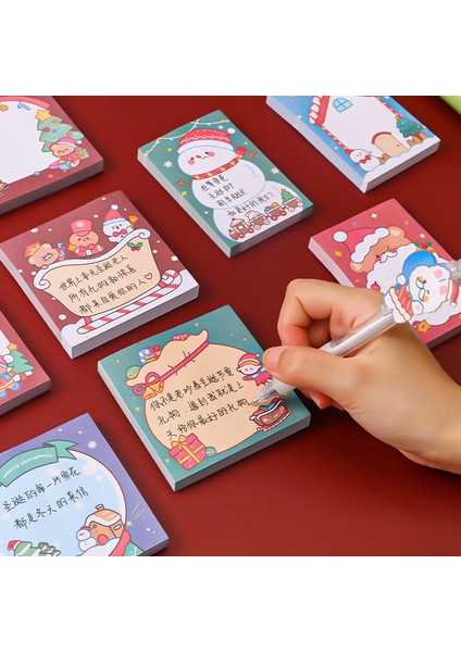 B Tarzı Öğrenci Karikatür Sevimli Noel Not Defteri Kawaii Baba Noel Kar Topu Mesaj Etiketi N Kez Okul Ofis Not Defteri (Yurt Dışından) modelleri