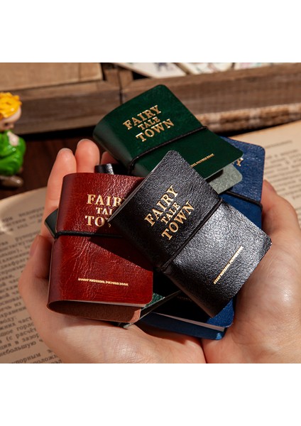 E Stili El Işi Masal Kasabası Serisi Kağıt Yaldızlı Sığır Derisi Kapak Mini Kitapçık Taşınabilir Sticker Kendin Yap Bullet Journaling (Yurt Dışından)
