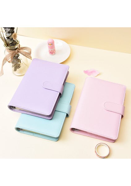 Bir Stil A5 Macaron Renkli A5 A6 6 Halkalı Bağlayıcı Pu Klipsli Defter Deri Gevşek Yapraklı Defter Kapağı Defterler Dergi Sevimli Kırtasiye (Yurt Dışından)