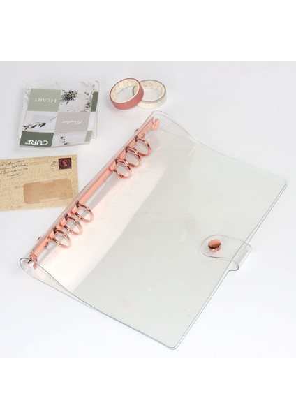 Gül Altın-21 mm Yüzük Stili A5 Köpekbalığı A5 A6 Binder Kapak Pp Yumuşak Organizer Günlük Halka Bullet Şeffaf Kılıf Gezi Defteri Ajanda Kırtasiye Malzemeleri (Yurt Dışından)