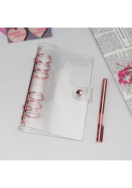 Gül Altın-21 mm Yüzük Stili A5 Köpekbalığı A5 A6 Binder Kapak Pp Yumuşak Organizer Günlük Halka Bullet Şeffaf Kılıf Gezi Defteri Ajanda Kırtasiye Malzemeleri (Yurt Dışından) fiyatları