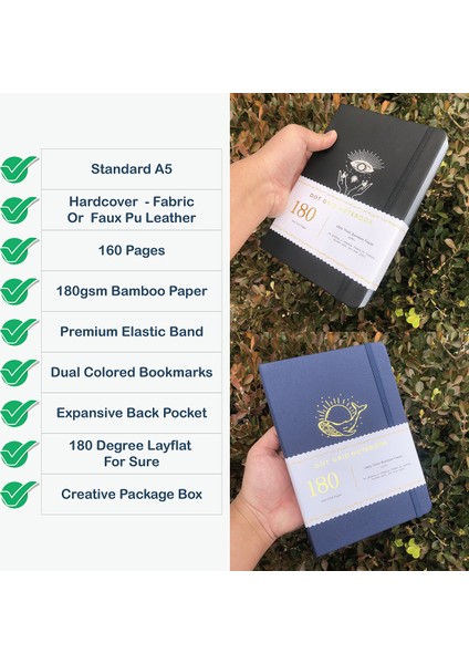 Kırmızı Stil Renkli Gümüş Kenarlar Buke Defter Noktalı Günlük Çizgili Sayfalar 180GSM Bambu Kalın Beyaz Kağıt, Siyah Su Geçirmez Kumaş Kapak (Yurt Dışından) indirimleri