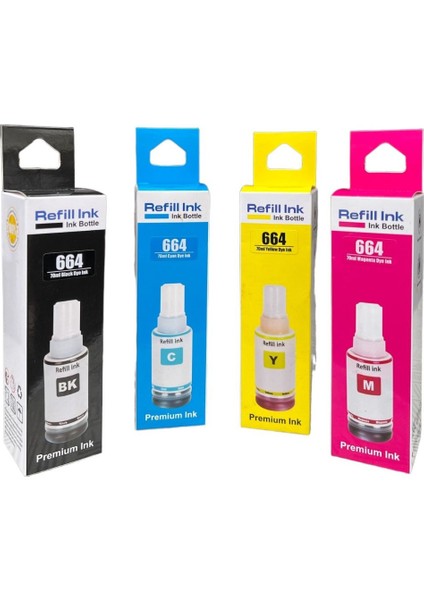 Epson 664 Muadil Mürekkep Seti L100/L200/L300/L455/L1300 Renkli