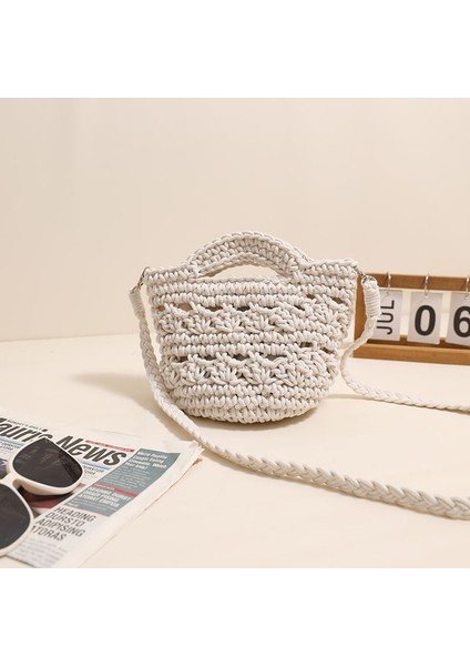 Sıcak Satış Crossbody Pamuklu Dokuma Çanta Yeni Çok Yönlü Içi Boş Hasır Çanta Tatil Plaj Çantası Küçük Taze Kadın Çantası (Yurt Dışından)