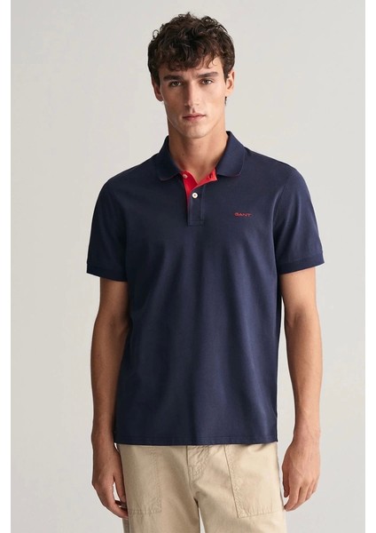 Erkek Lacivert Regular Fit Logolu Polo