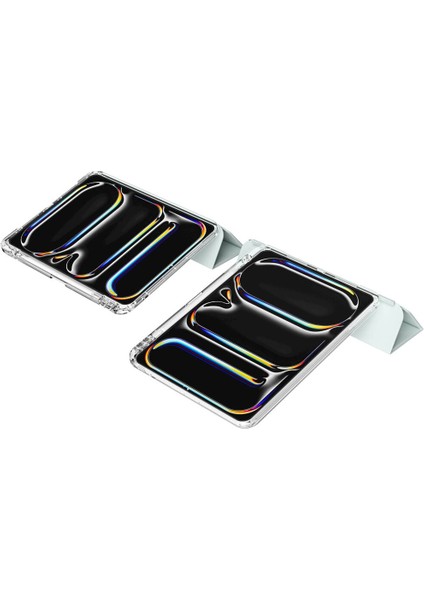 Apple iPad Pro 13 Inç M4 2024 Uyumlu Kılıf Pen Charge Şeffaf Kalem Bölmeli Case A2925 A2926 A3007