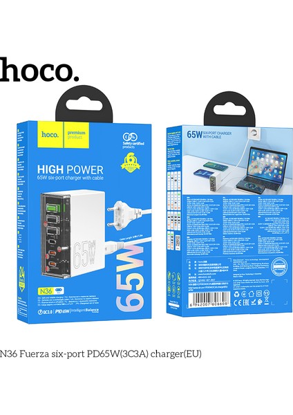 65W Gan Şarj Masaüstü (3C3A) Ab Hızlı Şarj Laptop Telefon Şarj Adaptörü