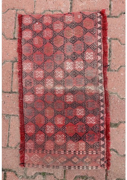 42X79 cm El Dokuma Anadolu Kilim Küçük Boy Kırmızı Renk Kilim