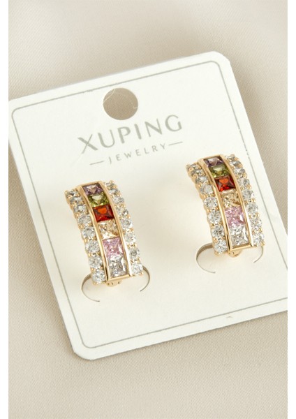 E-Bijuteri Xuping Zirkon Taşlı Lüks Çelik Küpe