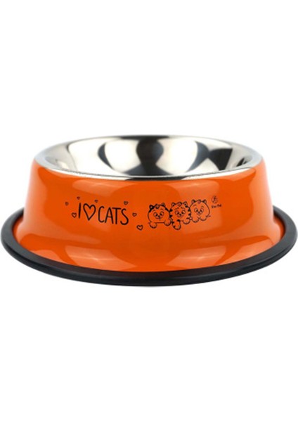 Çizgi Film Turuncu Stili 15 cm Kedi Köpek Paslanmaz Çelik Renkli Kişiselleştirilmiş Evcil Hayvan Mama Kabı Kaymaz Dayanıklı Evcil Hayvan Kasesi Su Kasesi (Yurt Dışından)