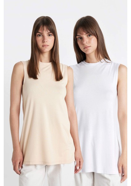 Regular Fit Kolsuz 2'li Basic Tişört Tunik D5478AXNS