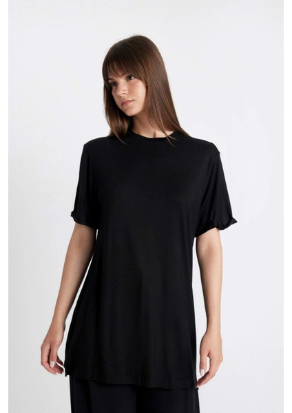 Regular Fit Kısa Kollu 2'li Basic Düz Tişört Tunik D5479AXNS